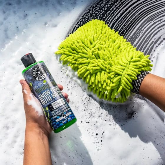 Car wash with microfiber mitt and soap for BMW RIKESHIELD films.