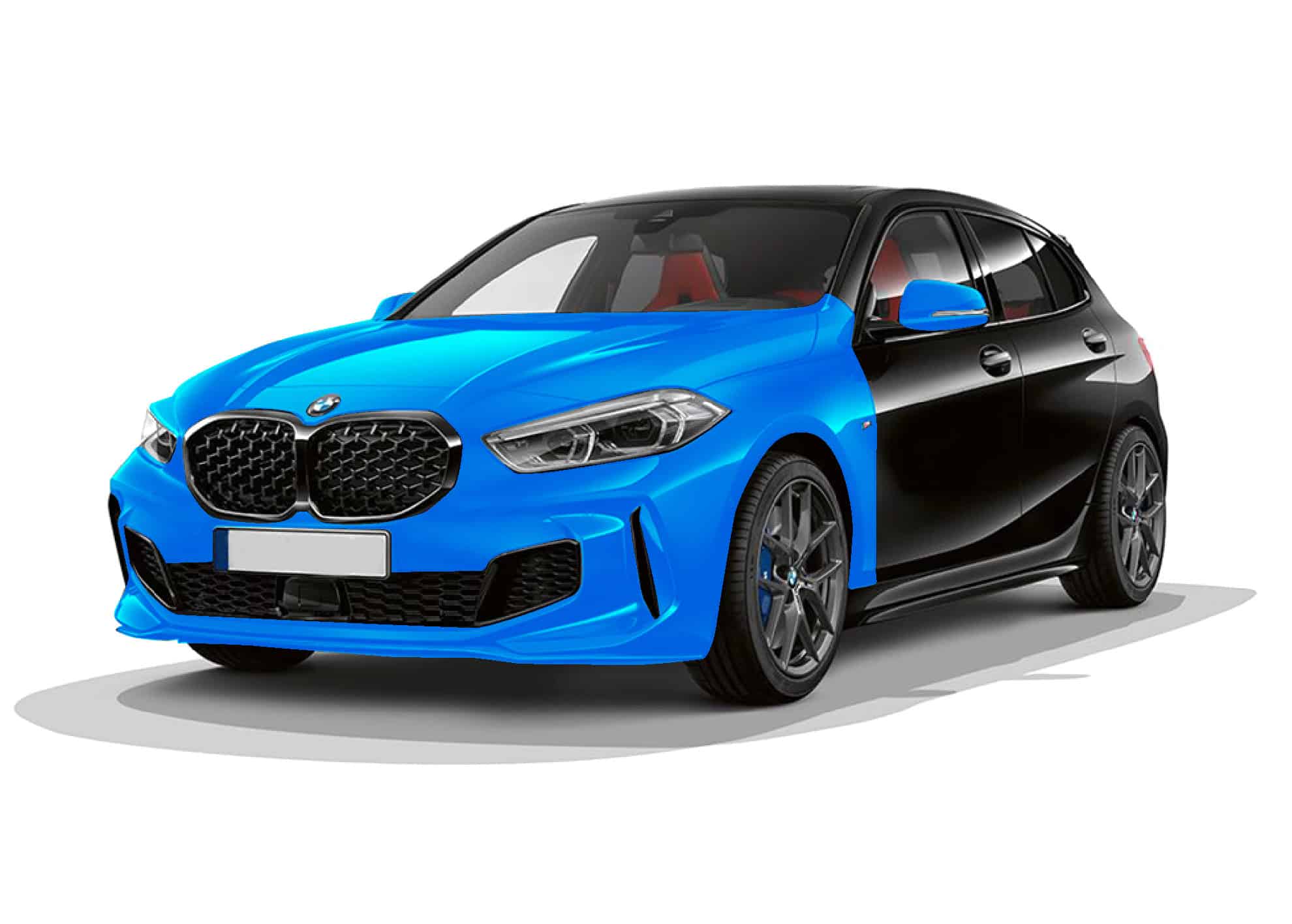 BMW front half paint protection film for sedans, safeguarding the vehicle's paint from scratches and.