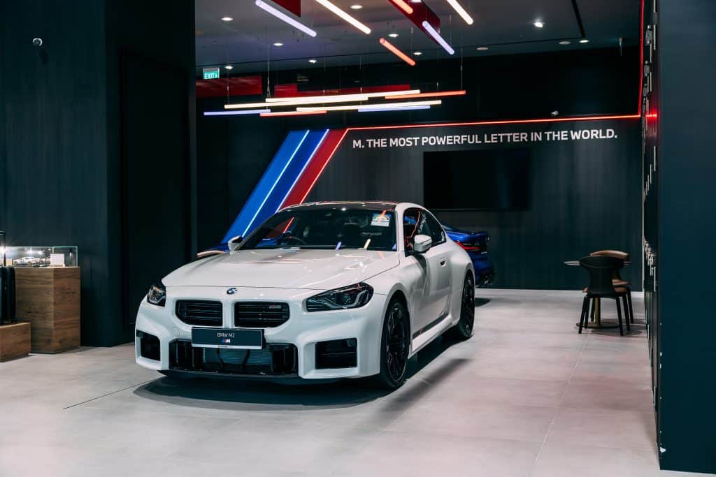 High-quality BMW car protected with RIKESHIELD PPF films in showroom.